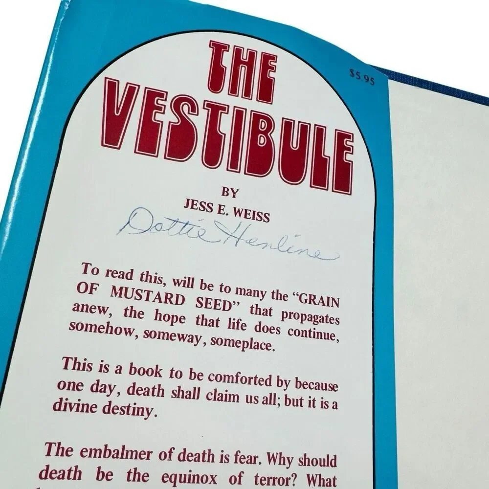 The Vestibule by Jess E Weiss (1972 1st/3rd, Hardcover, DJ )